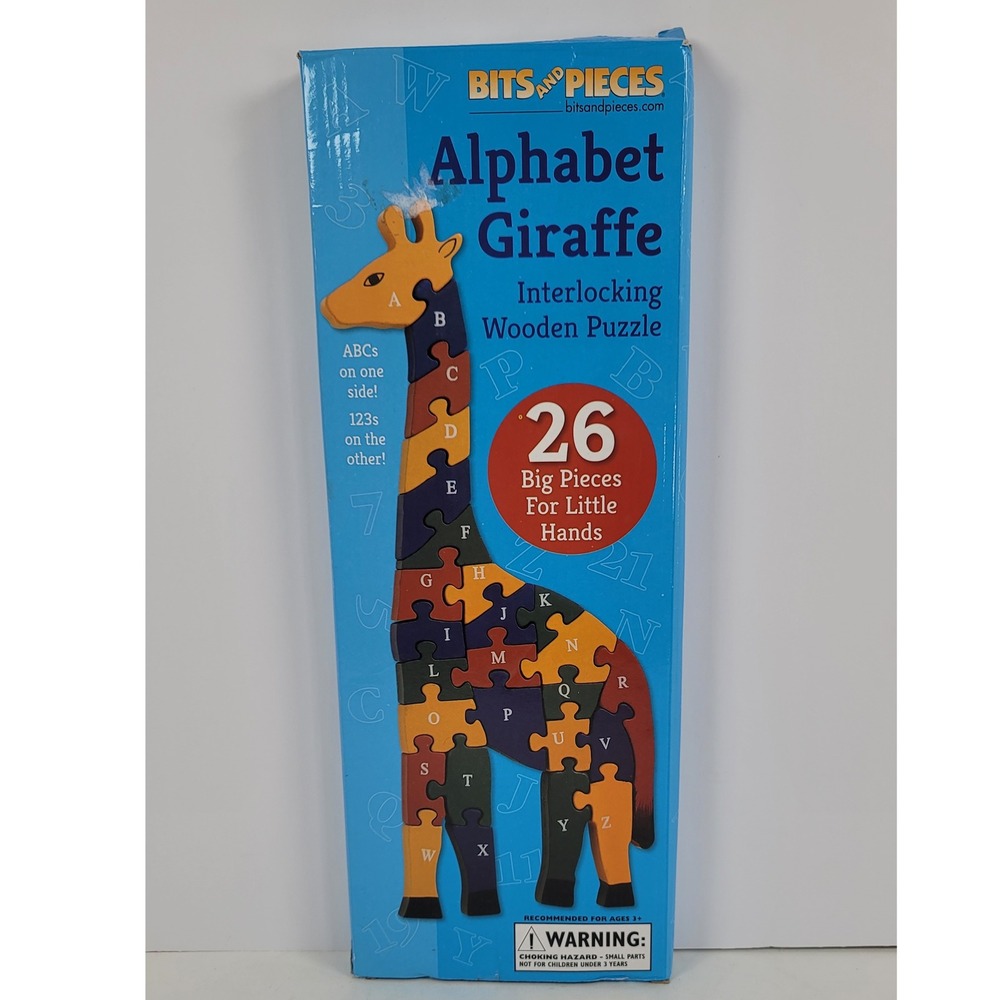 Bits and Pieces Alphabet Giraffe Interlocking Wooden Puzzle 26 Pieces 43625